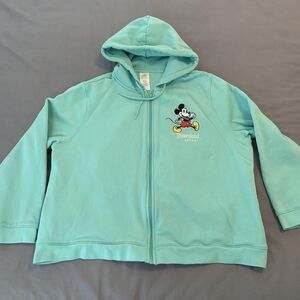 Disney Disneyland Resort Hoodie Womens 2XL Mint Green Full Zip Mickey Mouse